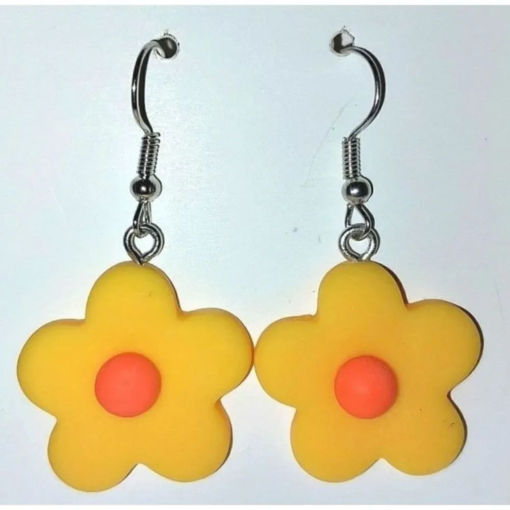 Yellow and orange flower earrings
